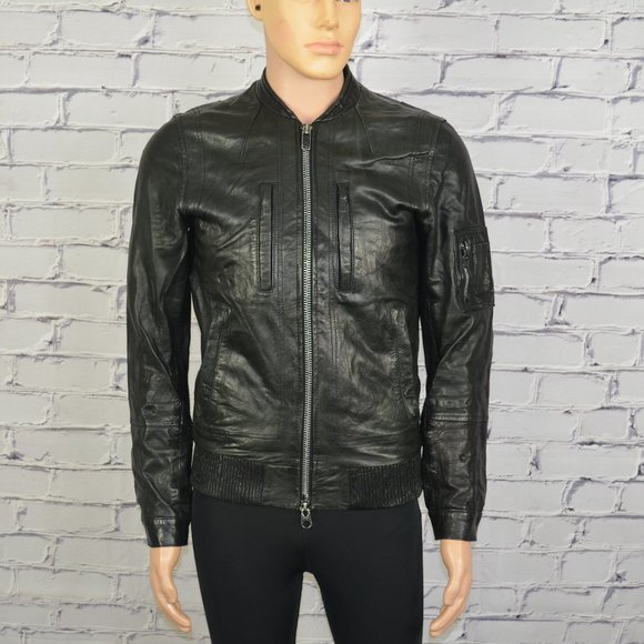 Mens All Saints Quiver Jacket Biker Jacket Motorcycle cafe racer size small